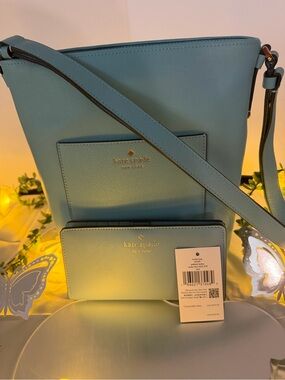 kate spade light blue crossbody bag NWT with matching wallet